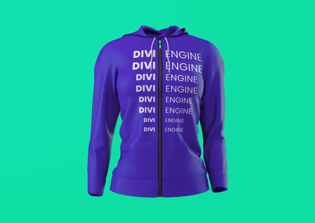 Purple Divi Engine Text Zipper Hoodie - 1